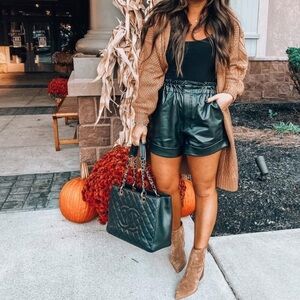 Faux Black Leather Shorts NEW